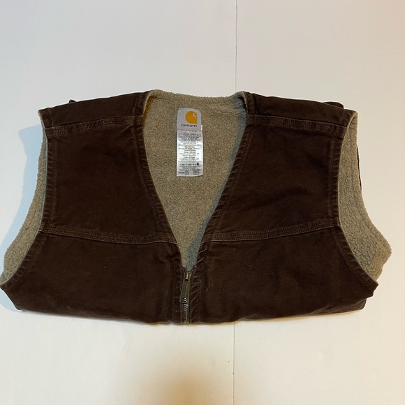 Carhartt V26 CML Brown Sherpa Lined Work Canvas Vest Men’s Size 2XL XXL, A62 - Picture 8 of 8